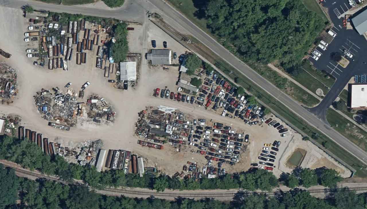 Aerial view of West Side Auto Parts at 1803 Fountain Dr, Bloomington, IN 47404