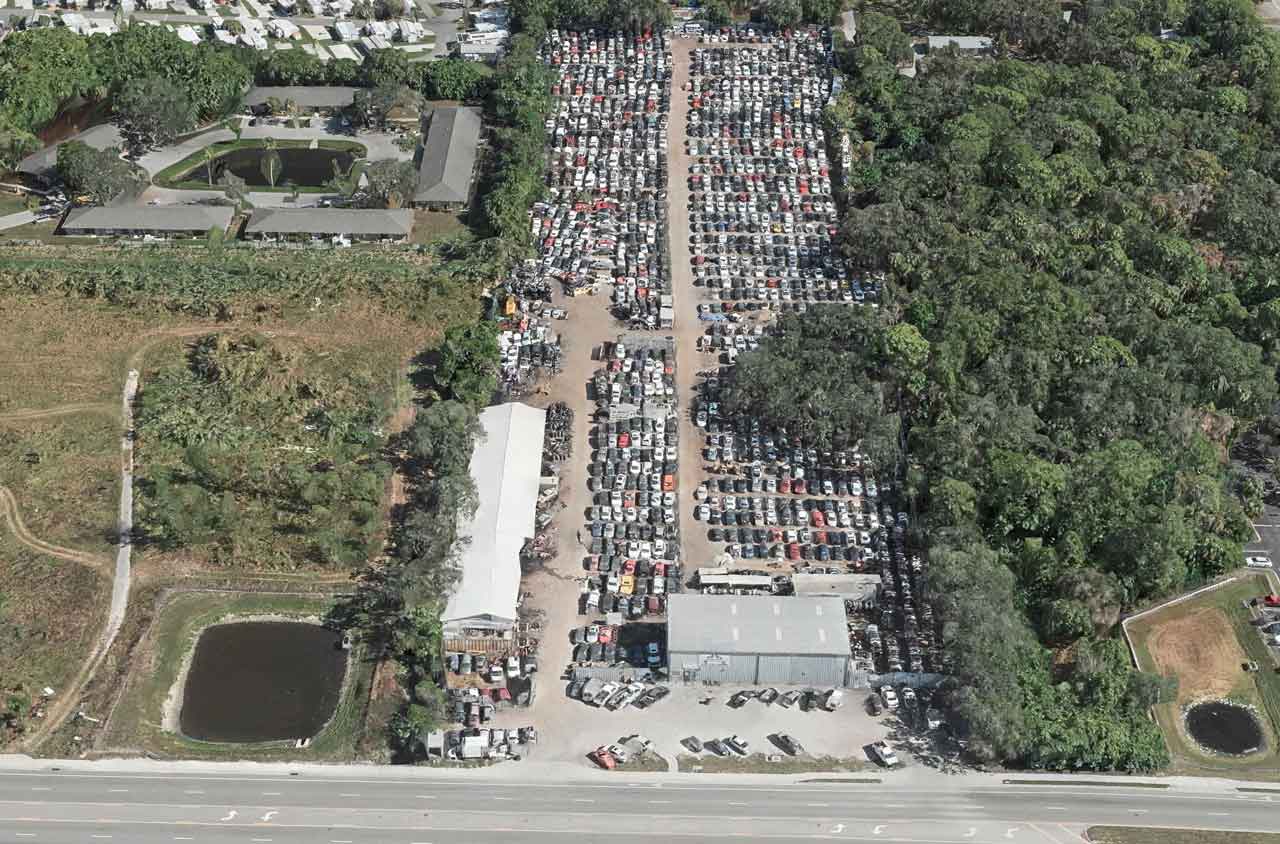 Aerial view of A & A Auto Recycling at 5507 9th St E, Bradenton, FL 34203