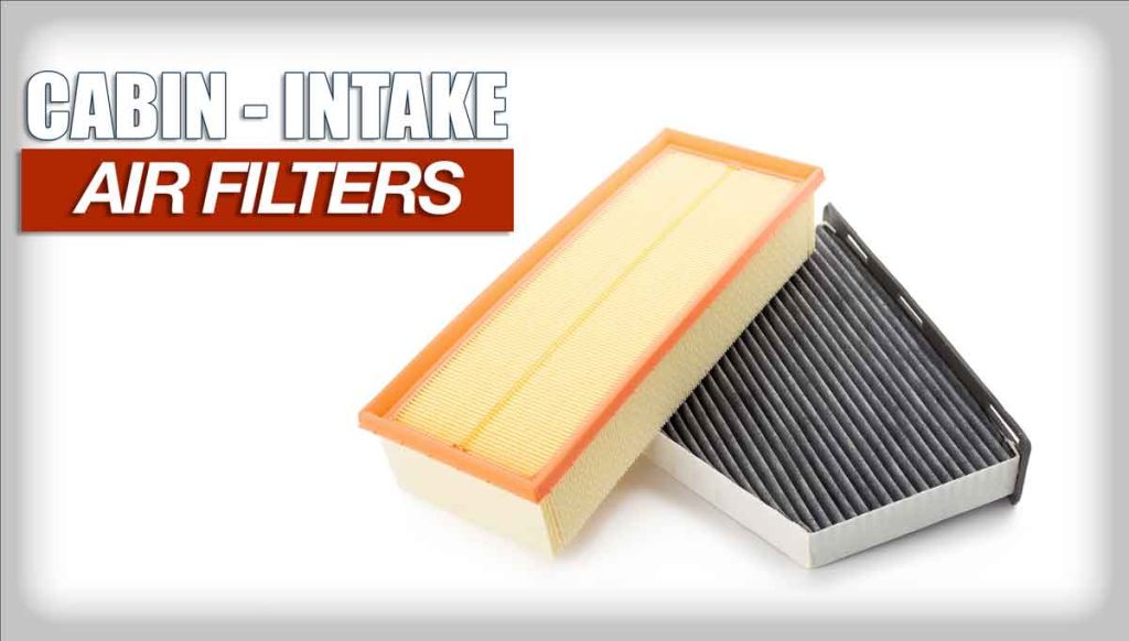 Engine Intake Car Air filter next to a cabin air filter